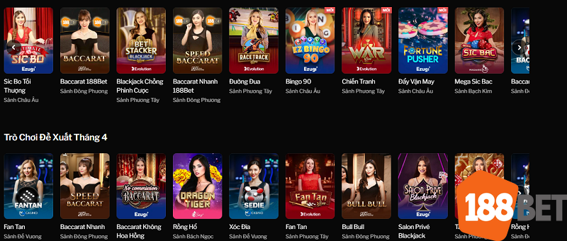 Hàng chục game giải trí tại 188bet