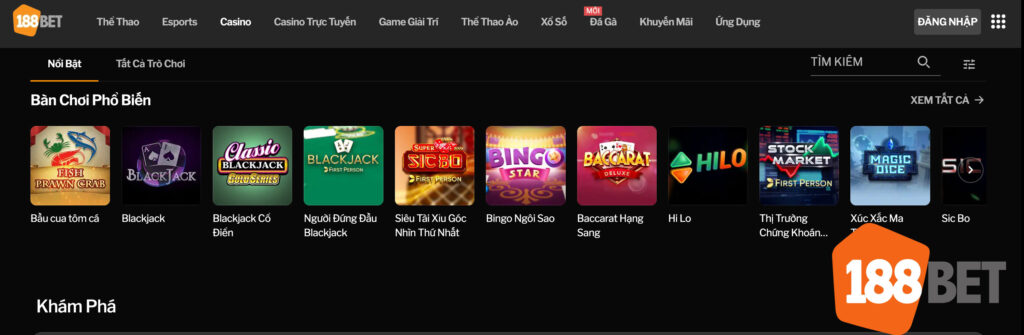 Cách chơi casino 188bet có quy trình đơn giản