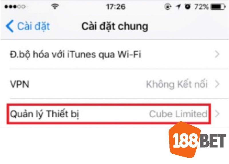 Nhấn “Quản lý cấu hình & thiết bị” và chọn “Cube Limited”